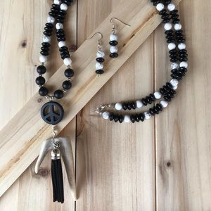 Beaded Natural Antler necklace